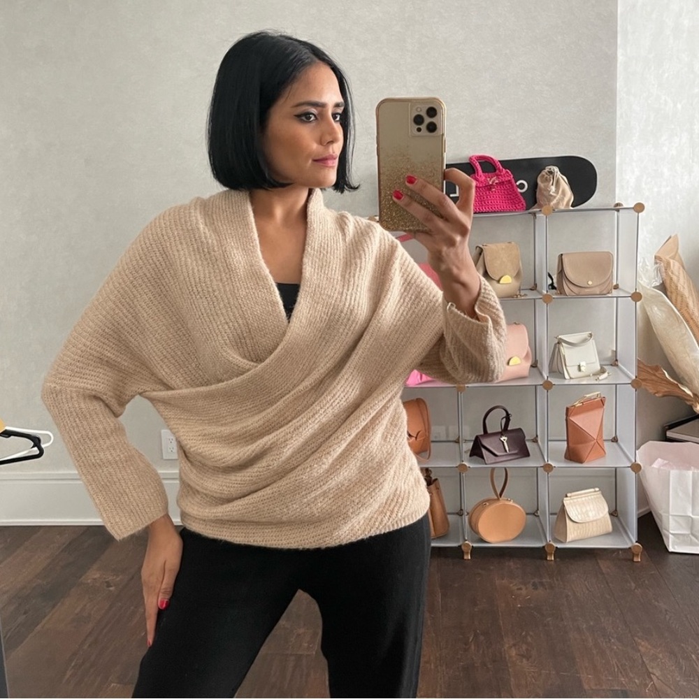 Never Fully Dressed Beige V-Neck Sweater